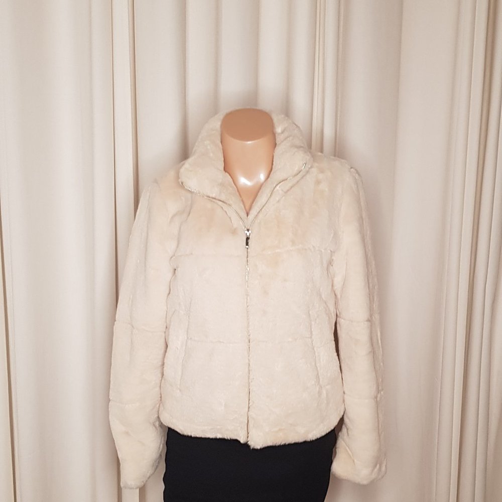 ZARA Outerwear Faux Fur Cream Puffer Jacket
